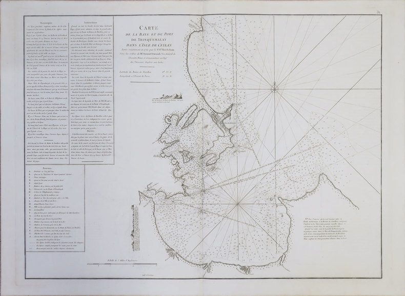  [CEYLAN/SRI LANKA] Carte de la baye et du port de Trinquemalay dans l'isle de Ceylan.. APRES de MANNEVILLETTE (Jean-Baptiste-Nicolas-Denis d').