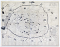 Nouveau plan illustré de la ville de Paris avec le système complet de ses fortifications et forts détachés, et des communes de la banlieue.