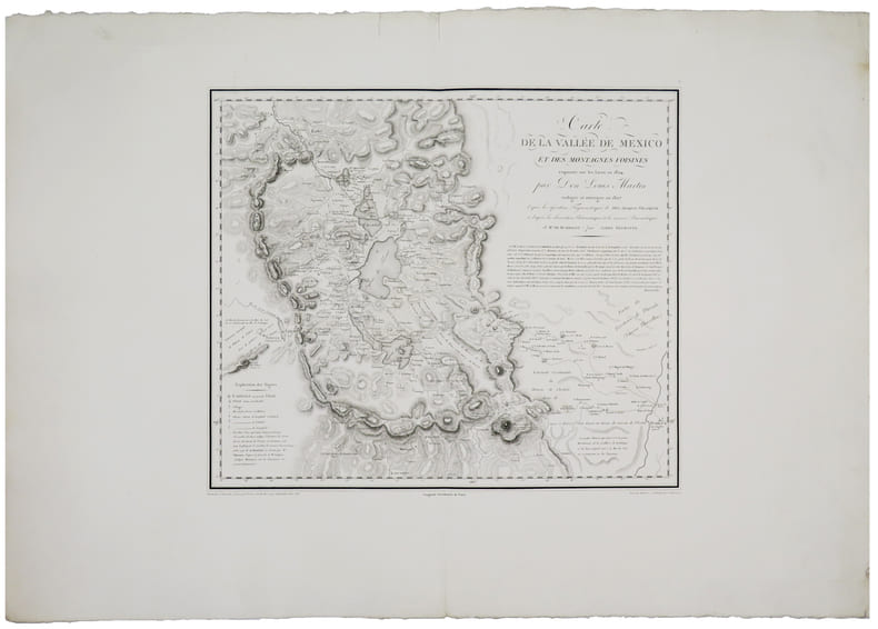  [MEXIQUE/MEXICO] Carte de la vall&eacute;e de Mexico et des montagnes voisines esquiss&eacute;e sur les lieux en 1804, par Don Louis Martin.. HUMBOLDT ...