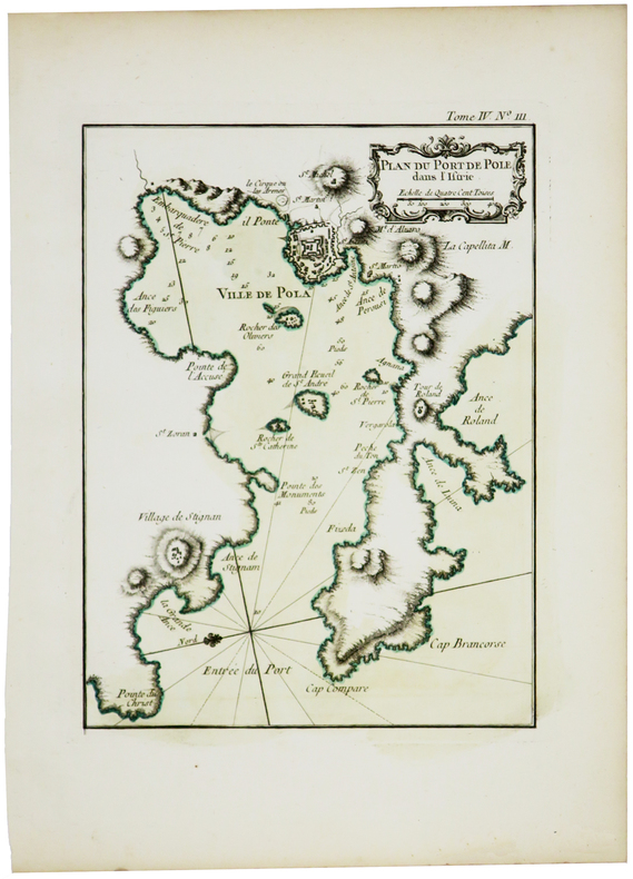  [CROATIE/ISTRIE] Plan du port de Pole dans l'Istrie.. BELLIN (Jacques-Nicolas).