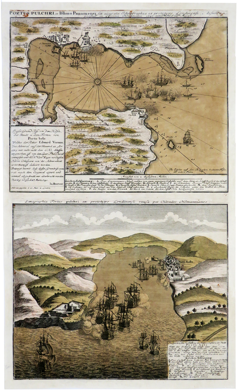 [PANAMA] Portus Pulchri in Isthmo Panamensi - Scenographia Portus Pulchri.. HOMANN (Héritiers de).