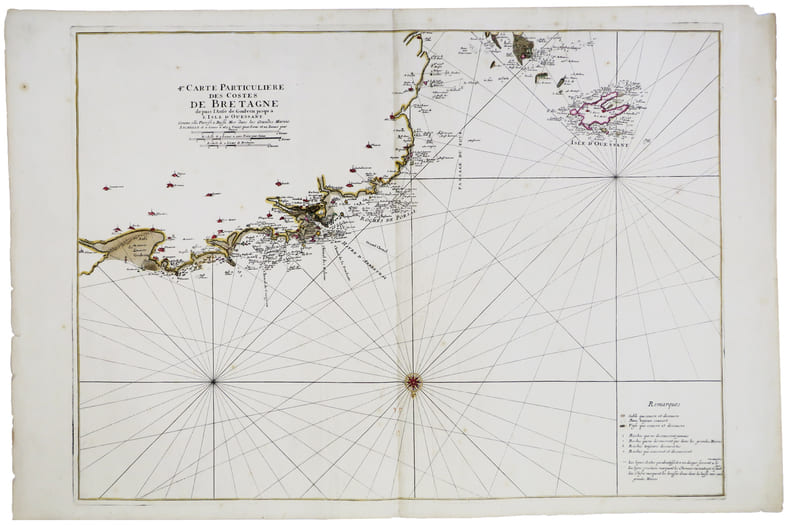  [FINIST&Egrave;RE/OUESSANT] 4.me Carte particuli&egrave;re des costes de Bretagne depuis l'anse de Goulven jusqu'&agrave; l'isle d'Ouessant.. NEPTUNE FRAN&Ccedil;OIS.