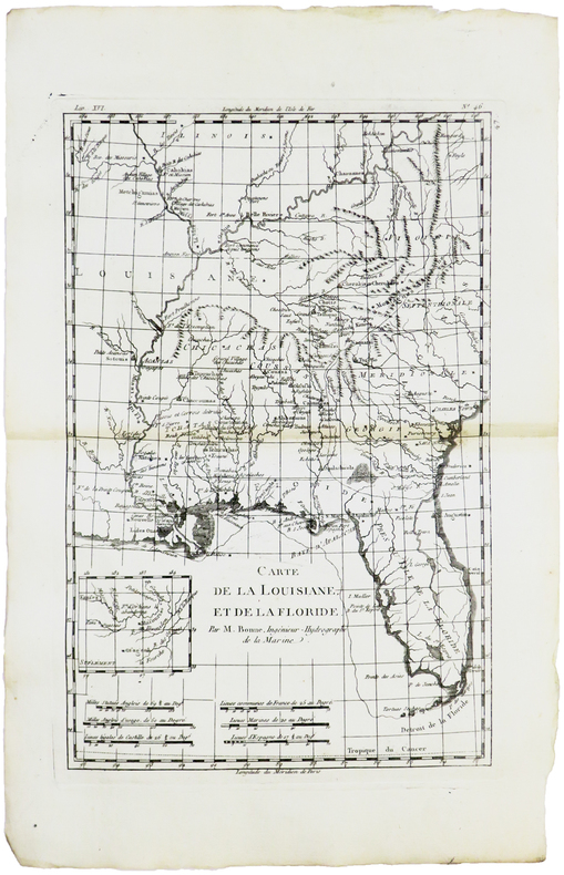  [LOUISIANE & FLORIDE] Carte de la Louisiane, et de la Floride.. BONNE (Rigobert).
