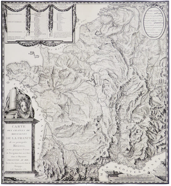  Carte des cha&icirc;nes de montagnes de la France, de ses principales rivi&egrave;res, et des principaux canaux de navigation, faits, ou &agrave; faire, dans ce ...