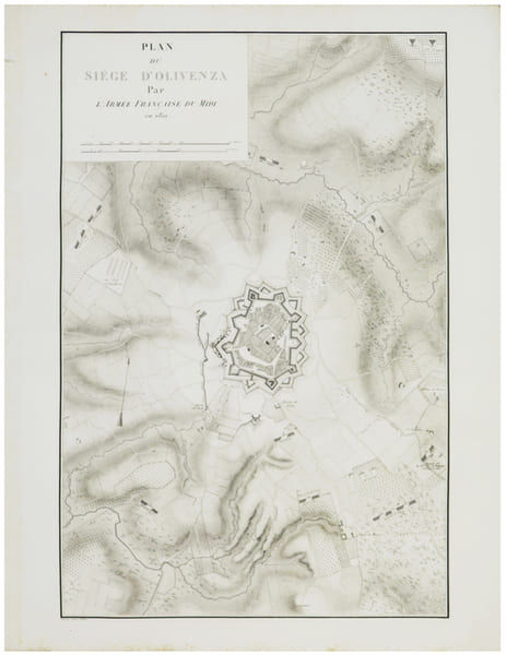  [OLIVENZA] Plan du si&egrave;ge d'Olivenza par l'arm&eacute;e fran&ccedil;aise du Midi en 1811.. BELMAS (Jacques-Vital) & TARDIEU (Ambroise).