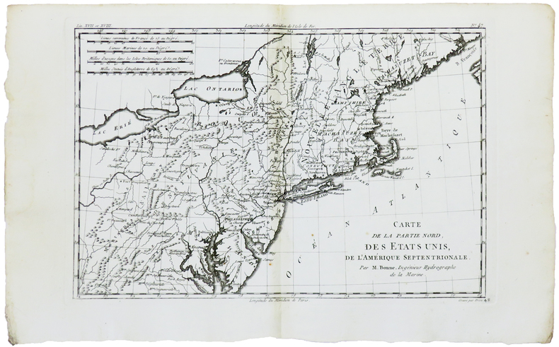  Carte de la partie nord, des États Unis, de l'Amérique septentrionale.. BONNE (Rigobert).