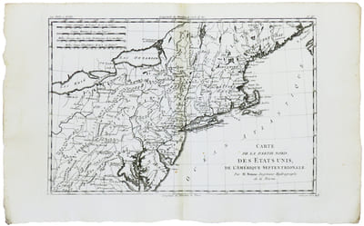 Carte de la partie nord, des États Unis, de l'Amérique septentrionale.