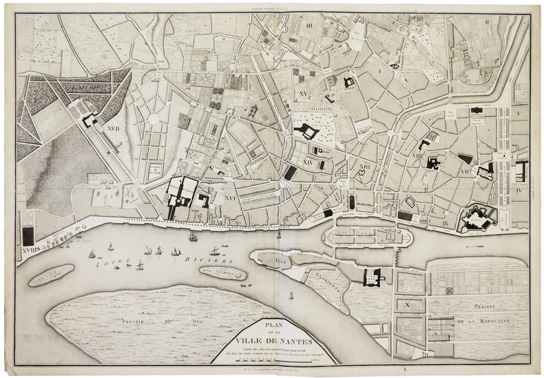  [NANTES] Plan de la ville de Nantes.. SEBIRE (J.) & COULON.