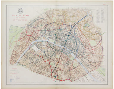  [EAUX de PARIS] Eaux de Paris. Canalisation au 1er janvier 1889.