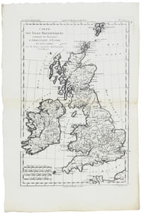 Carte des Isles Britanniques, contenant les royaumes d'Angleterre, d'Écosse et d'Irlande.