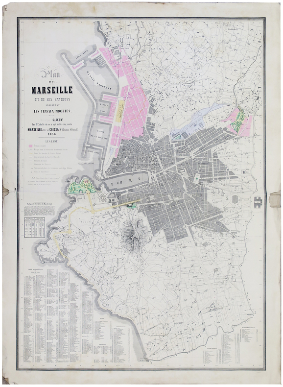 [MARSEILLE] Plan de Marseille et de ses environs indiquant les travaux projetés.. REY (Gabriel).