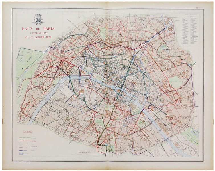 [EAUX de PARIS] Eaux de Paris. Canalisation au 1er janvier 1878.. ALPHAND (Jean-Charles Adolphe) & FAUVE (L.).