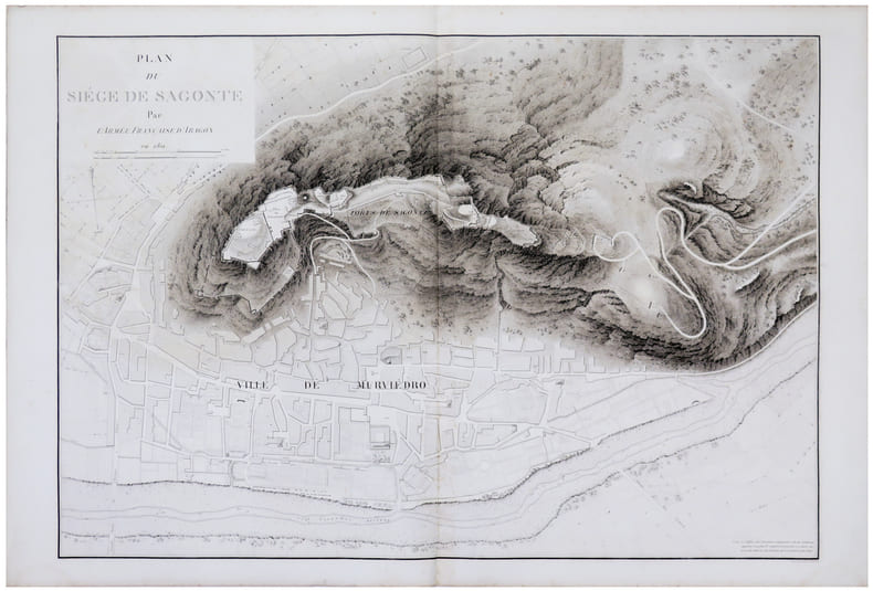  [SAGONTE] Plan du si&egrave;ge de Sagonte par l'arm&eacute;e fran&ccedil;aise d'Aragon en 1811.. BELMAS (Jacques-Vital) & TARDIEU (Ambroise).