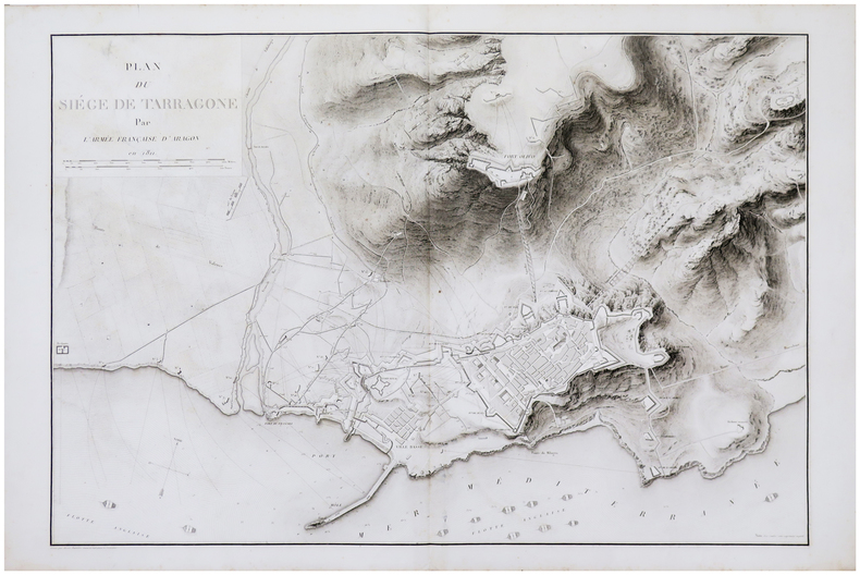  [TARRAGONE] Plan du siège de Tarragone par l'armée française d'Aragon en 1811.. BELMAS (Jacques-Vital) & TARDIEU (Ambroise).