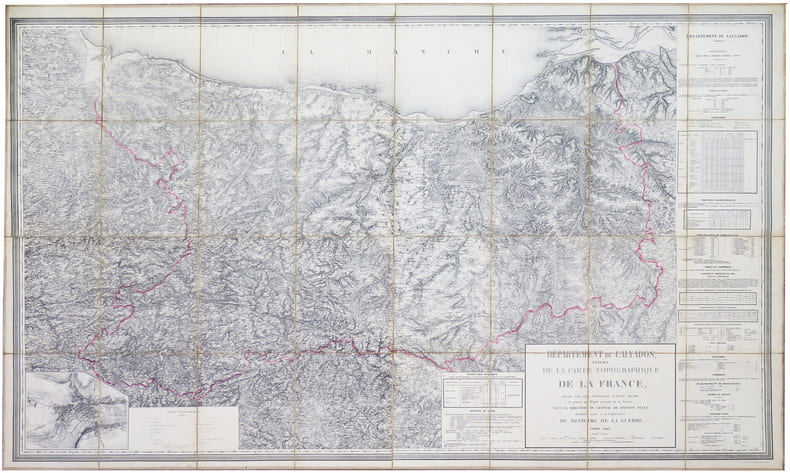  [CALVADOS] D&eacute;partement du Calvados, extrait de la carte topographique de la France.. D&Eacute;P&Ocirc;T G&Eacute;N&Eacute;RAL de la GUERRE.