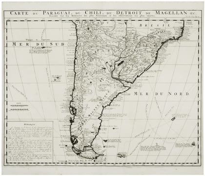  [PARAGUAY/CHILI/TERRE DE FEU] Carte du Paraguai, du Chili, du Détroit de Magellan &c.. CHÂTELAIN (Henry Abraham).