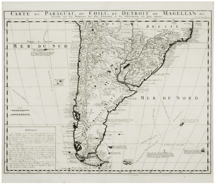  [PARAGUAY/CHILI/TERRE DE FEU] Carte du Paraguai, du Chili, du D&eacute;troit de Magellan &c.. CH&Acirc;TELAIN (Henry Abraham).