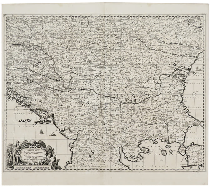  Theater des oorlogs in Hongarye tussen de Keyserlyke en de Turken - Th&eacute;&acirc;tre de la guerre en Hongrie entre les Imp&eacute;riaux & les Turcs.. DUMONT (Jean).