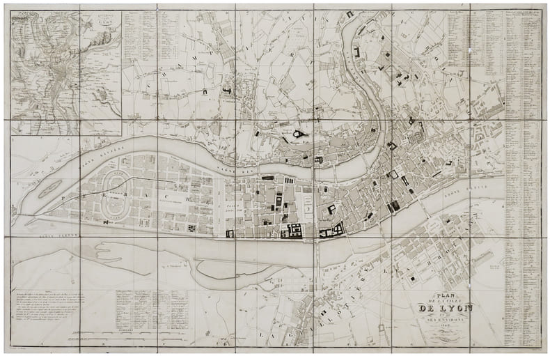  [LYON] Plan de la ville de Lyon et de ses environs.. JEAN (Pierre).
