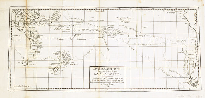 Carte des découvertes faites en 1765, 67 et 69 dans la mer du Sud.. ROBERT de VAUGONDY (Didier);