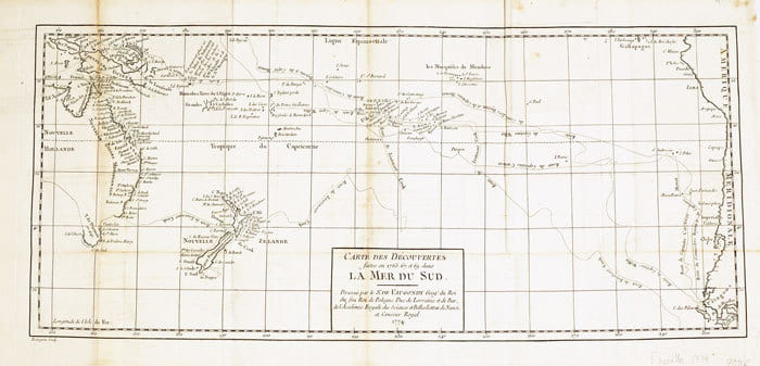  Carte des d&eacute;couvertes faites en 1765, 67 et 69 dans la mer du Sud.. ROBERT de VAUGONDY (Didier);