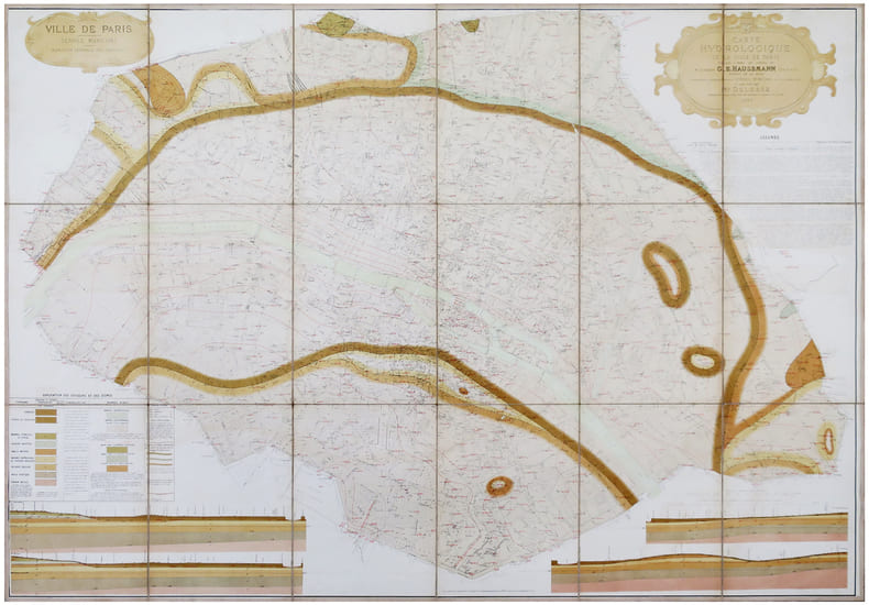  [HYDROLOGIE] Carte hydrologique de la ville de Paris.. DELESSE (Achille).