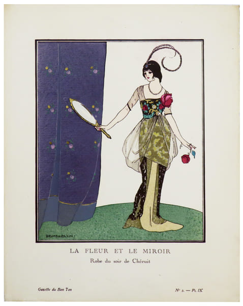  La Fleur et Le Miroir. Robe du soir de Ch&eacute;ruit.. BRUNELLESCHI (Umberto) & GAZETTE du BON TON.