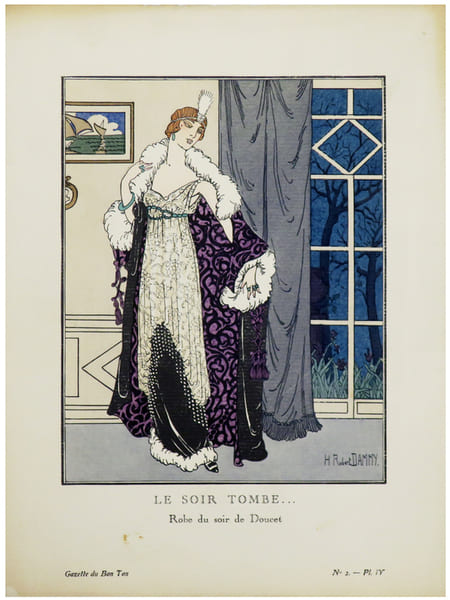 Le soir tombe... Robe du soir de Doucet.. GAZETTE du BON TON & DAMMY (H. Robert).