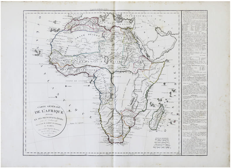  Carte g&eacute;n&eacute;rale de l'Afrique divis&eacute;e en ses principaux &eacute;tats.. DELAMARCHE (F&eacute;lix).