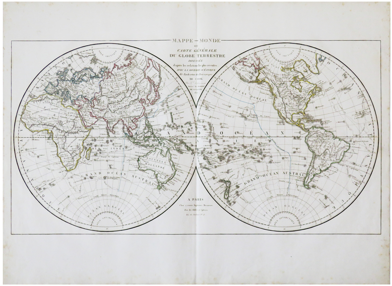  Mappe-monde ou carte générale du globe terrestre dressée d'après les relations les plus récentes, avec la division océanique et l'indication des ...