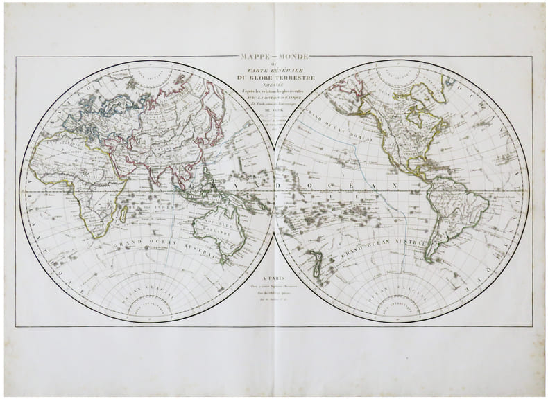  Mappe-monde ou carte g&eacute;n&eacute;rale du globe terrestre dress&eacute;e d'apr&egrave;s les relations les plus r&eacute;centes, avec la division oc&eacute;anique et l'indication des ...