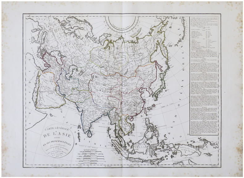  Carte g&eacute;n&eacute;rale de l'Asie divis&eacute;e en ses principaux &eacute;tats.. DELAMARCHE (F&eacute;lix).