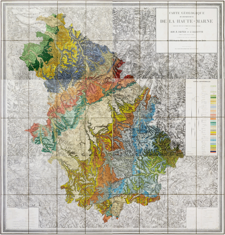  Carte géologique du département de la Haute-Marne, exécutée sous les auspices du Conseil Général par MM. E. Royer et J. Barotte, membres de la ...