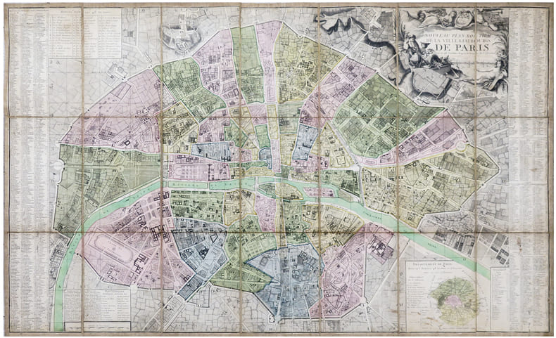  Nouveau plan routier de la ville & faubourgs de Paris divis&eacute; en 48 sections d'apr&egrave;s le d&eacute;cret de l'Assembl&eacute;e N.ale.. ESNAUTS (Jacques) & RAPILLY ...