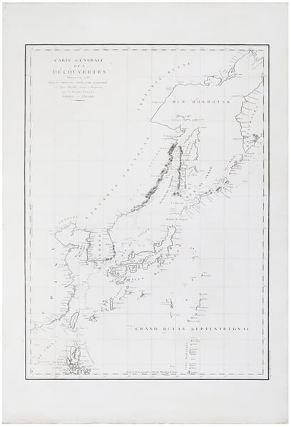  Carte g&eacute;n&eacute;rale des d&eacute;couvertes faites en 1787 dans les mers de Chine et de Tartarie, ou depuis Manille jusqu'&agrave; Avatscha, par les fr&eacute;gates fran&ccedil;aises ...