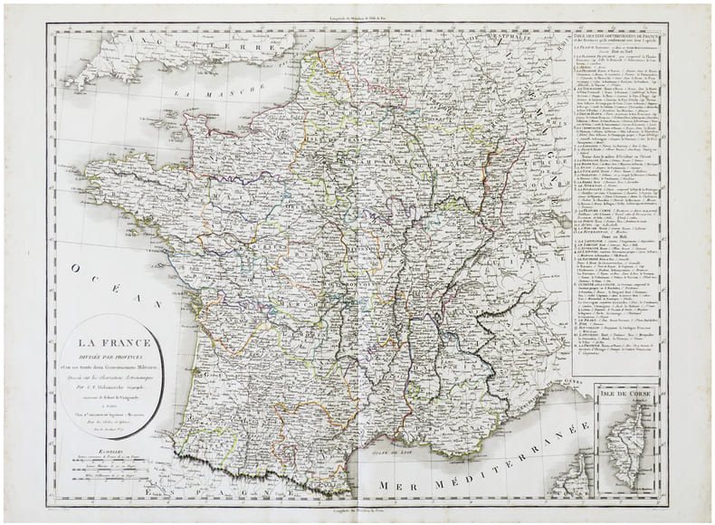  La France divis&eacute;e par provinces et en ses trente deux gouvernemens militaires.. DELAMARCHE (Charles Fran&ccedil;ois).
