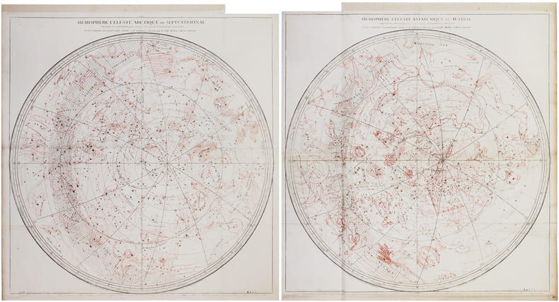  H&eacute;misph&egrave;re c&eacute;leste Arctique ou septentrional - H&eacute;misph&egrave;re c&eacute;leste Antarctique ou austral.. ROBERT de VAUGONDY (Didier).
