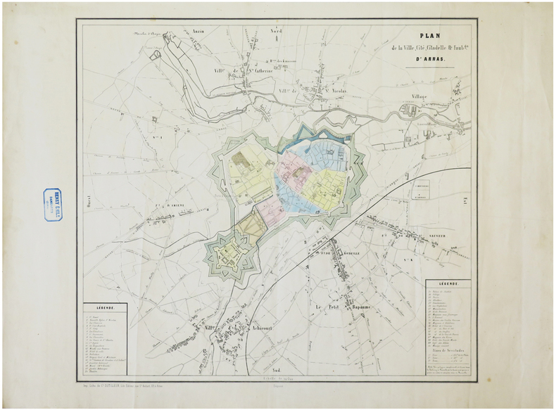  [ARRAS] Plan de la ville, cité, citadelle et faub.gs d'Arras.. DUTILLEUX (Constant).