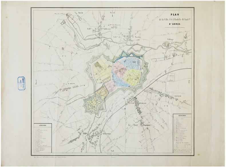  [ARRAS] Plan de la ville, cit&eacute;, citadelle et faub.gs d'Arras.. DUTILLEUX (Constant).