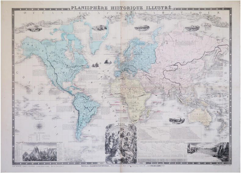  Planisphère historique illustré.. PICK (Eugène).