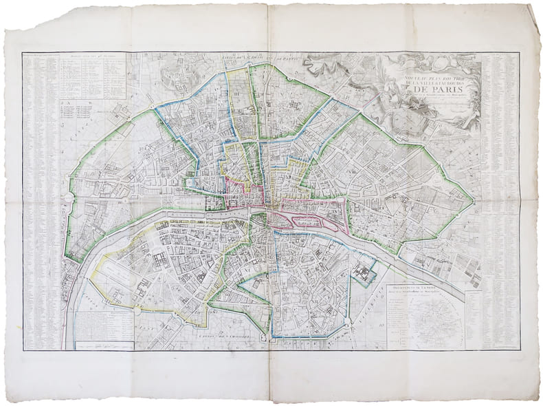  Nouveau plan routier de la ville & faubourgs de Paris divis&eacute; en 12 arrondissemens ou municipalit&eacute;s.. ESNAUTS (Jacques) & RAPILLY (Michel).