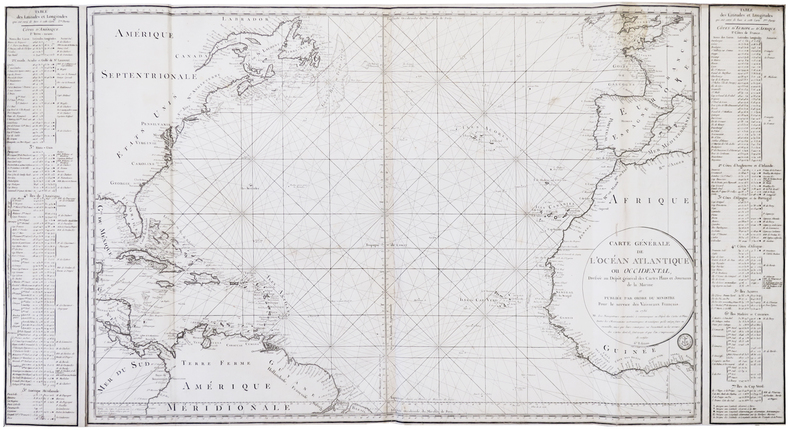  [ATLANTIQUE] Carte générale de l'océan Atlantique ou Occidental.. DÉPÔT GÉNÉRAL des CARTES PLANS et JOURNAUX de la MARINE.