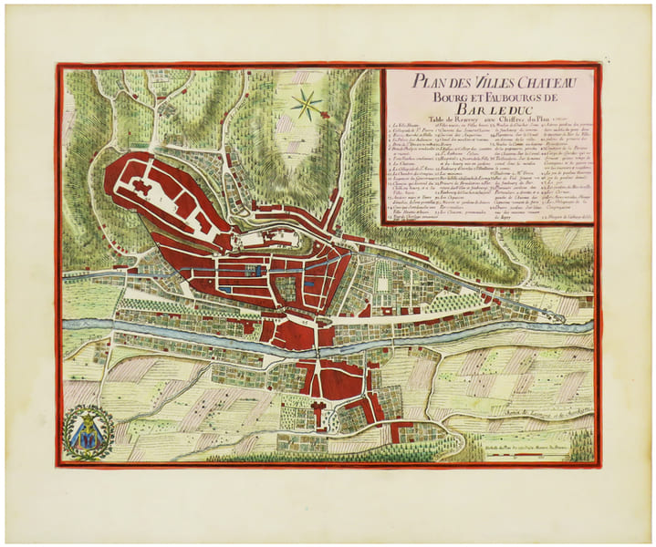  [BAR-LE-DUC] Plan des villes ch&acirc;teau bourg et faubourgs de Bar Le Duc.. CALMET (Augustin).