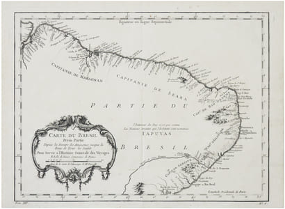 [BRÉSIL] Carte du Brésil, prem. partie. Depuis la rivière des Amazones jusqu'à la Baye de Tous les Saints.