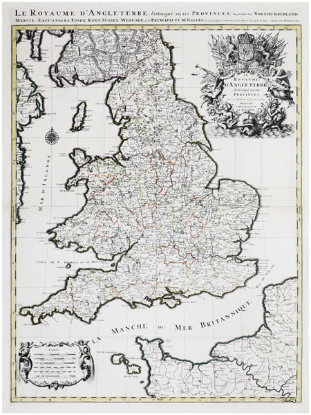  Le Royaume d'Angleterre distingu&eacute; en ses provinces.. SANSON d'ABBEVILLE (Nicolas) & JAILLOT (Alexis-Hubert).