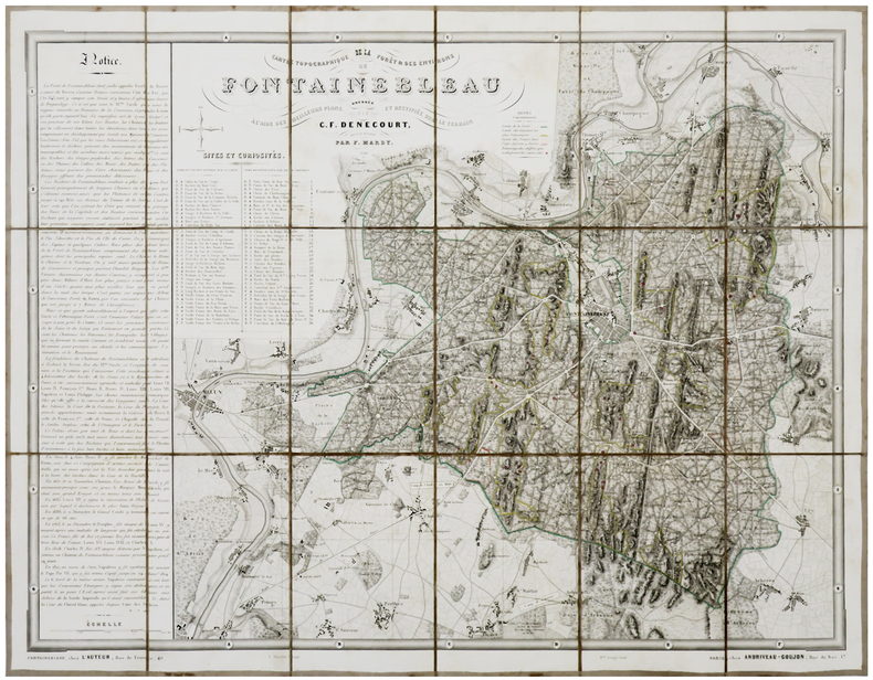  [FORÊT de FONTAINEBLEAU] Carte topographique de la forêt & des environs de Fontainebleau.. DENECOURT (Claude-François).