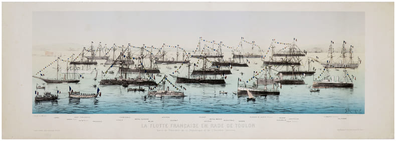  [TOULON] La Flotte fran&ccedil;aise en rade de Toulon. Visite du Pr&eacute;sident de la R&eacute;publique et de l'escadre italienne.. MANOYER (Fran&ccedil;ois).