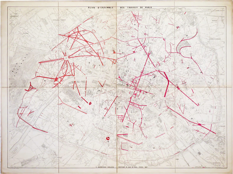  [TRAVAUX d'HAUSSMANN] Plan d'ensemble des travaux de Paris.. ANDRIVEAU-GOUJON (Eug&egrave;ne).