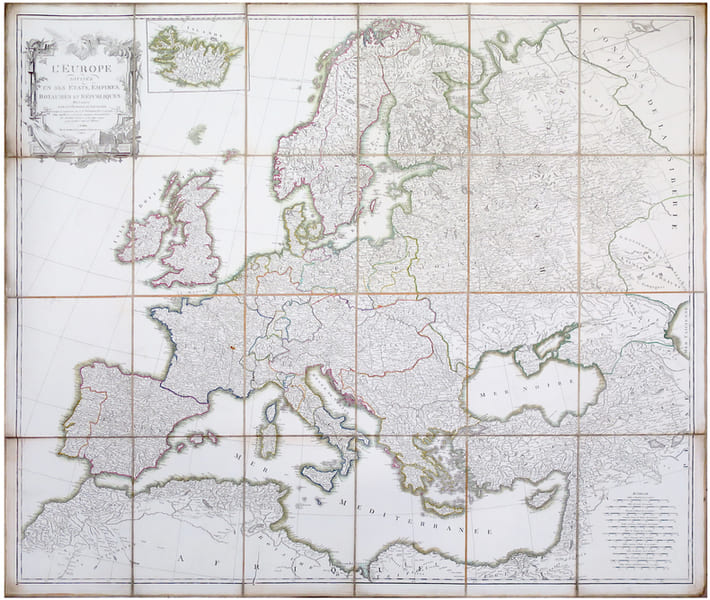  L'Europe divis&eacute;e en ses &eacute;tats, empires, royaumes et r&eacute;publiques.. ROBERT de VAUGONDY (Didier).