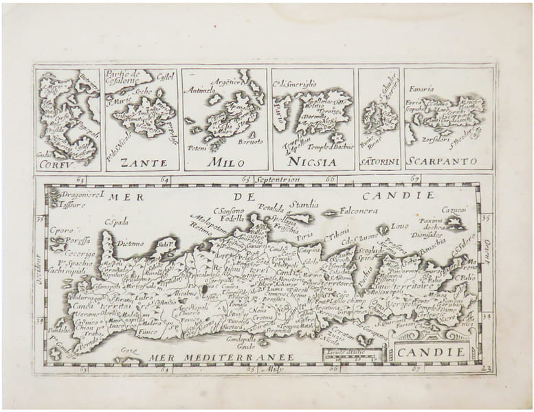  [CR&Egrave;TE & &Icirc;LES GRECQUES] Candie - Corfu - Zante - Milo - Nicsia - Santorini - Scarpanto.. JOLLAIN (G&eacute;rard).